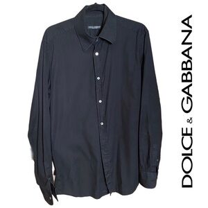 Dolce & Gabbana Black Cotton Button Down Dress or Casual Shirt Unisex 17 Neck